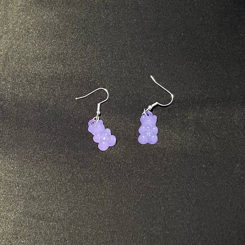 Purple gummy bear earrings